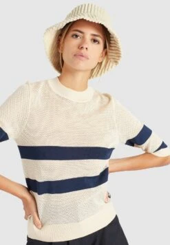 Khujo Chumane - T-Shirt Print - Sand/Dark Blue -Khujo Kleding Winkel c0690b5fd1034e57bb843c30652a755c